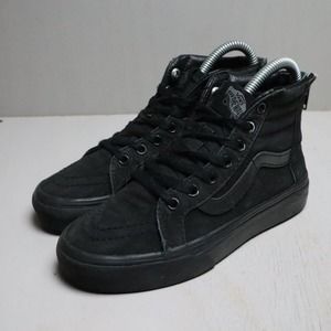 Vans Off the Wall Sk8 Hi High Top Triple Black Lace Zip Up Shoes Yth sz 2 721454